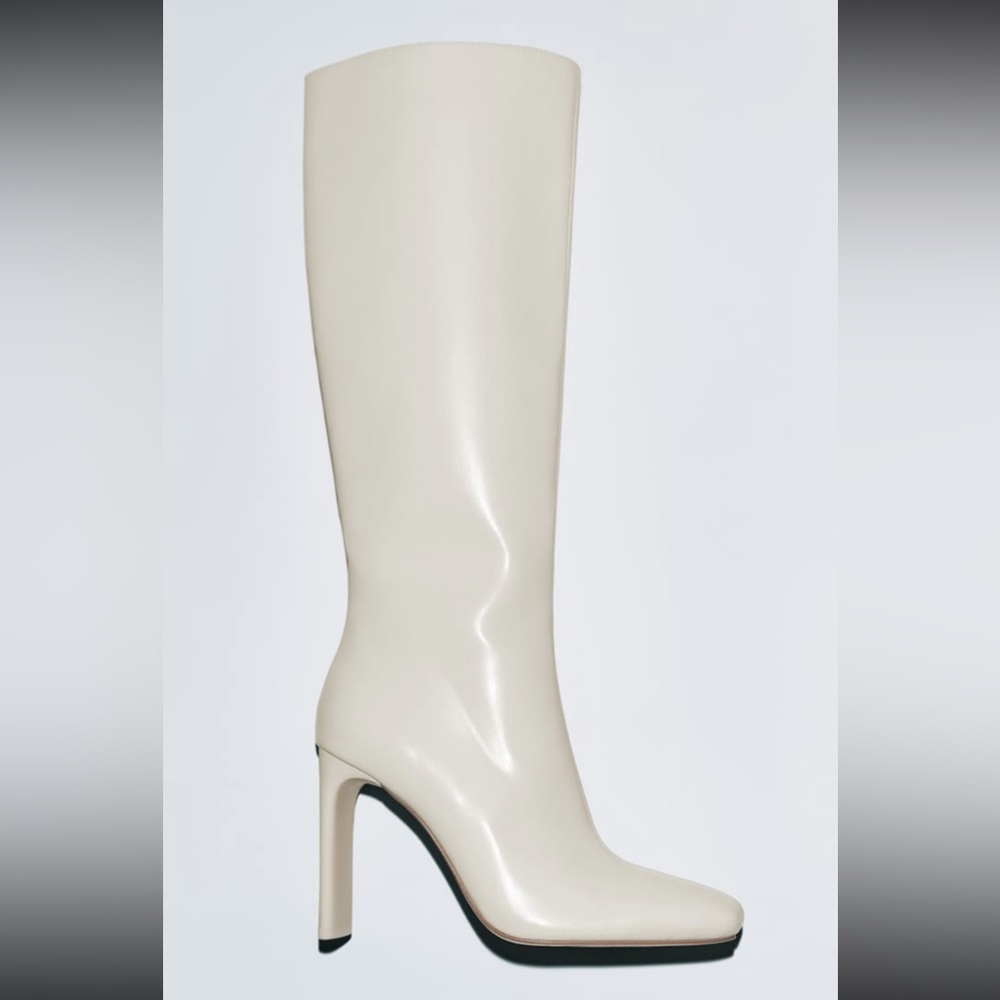 🆕 ZARA NEW WINTER WHITE HEELS OVER THE KNEE BOOTS 💫 GORGEOUS!!!